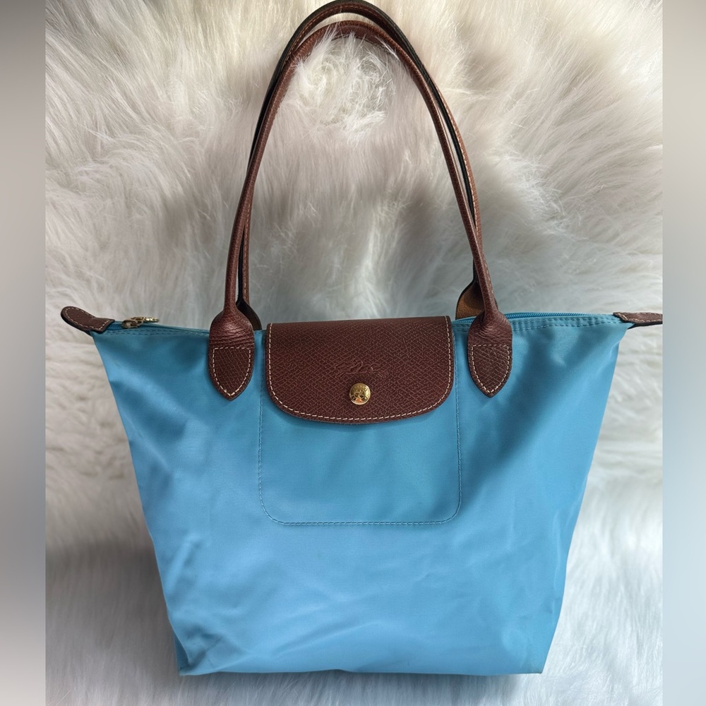 Longchamp Blue and Brown Tote Bag